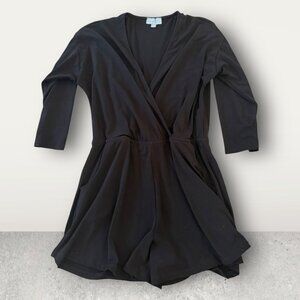 VERONICA M Black Stretch 3/4 Sleeve Romper Size Medium